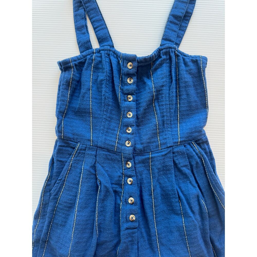Billabong Paint The Town Jumpsuit XS Blue Striped Wide Leg Cotton Cropped - Picture 13 of 16